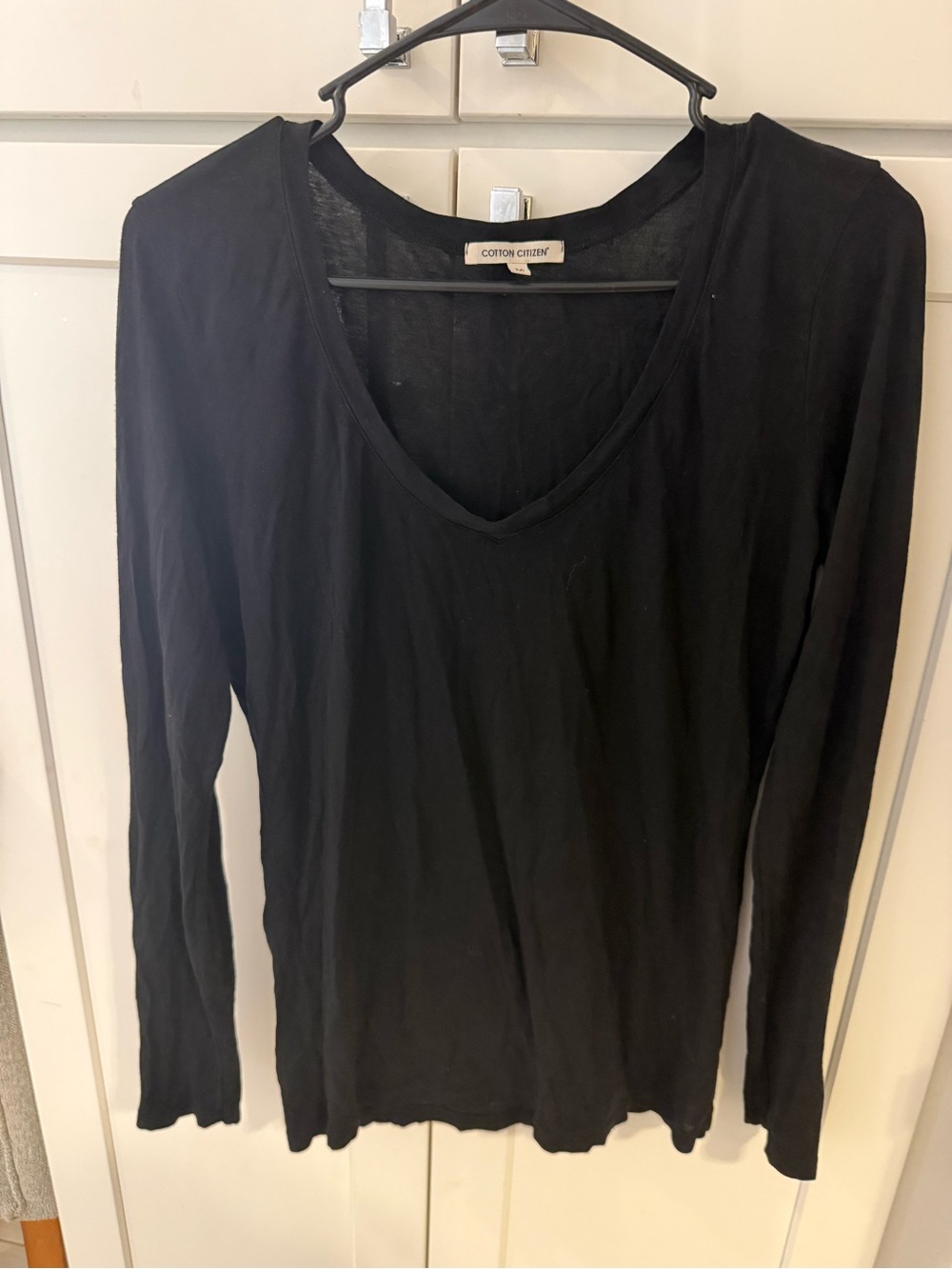 Cotton Citizen Black V-Neck Long Sleeve Tee
